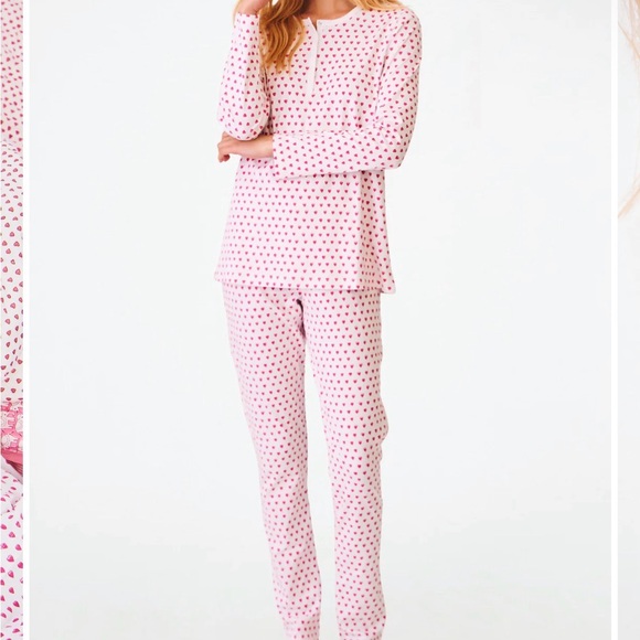 Roller Rabbit Pink Heart Print Kids Pajama Set